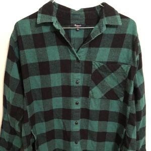Madewell green buffalo checked pullover